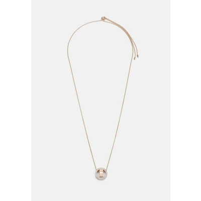 Image of Swarovski White Crystal Pendant Necklace, Pavé in a Rose Gold Tone Plated Setting, from the Hollow Collection