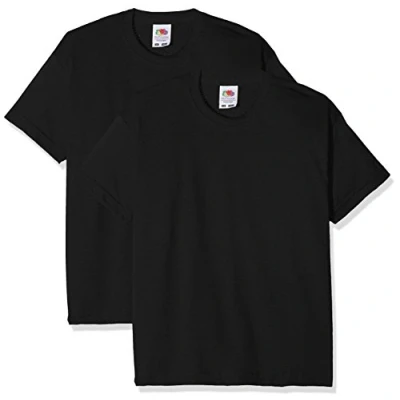 Image of Fruit of the Loom Boys&#039; Kids Valueweight Short Sleeve T 2 Pack Shirt, Black (Black Black), 7 8 Years(Size:36) (Pack 2)