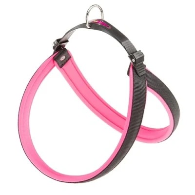 Image of Ferplast Harness for Medium Sized Dogs AGILA FLUO 6 Dog with Soft Padding, Quick Release and Attachment System, Chest Size 57 65 cm. Pink