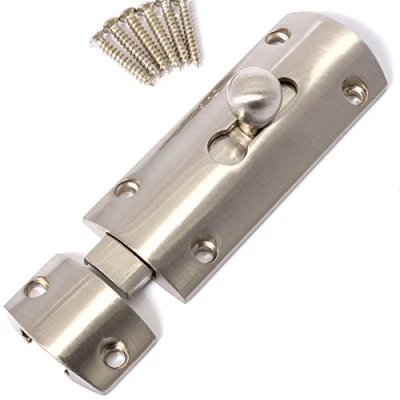 Image of Nickel Chrome Bathroom Door Slide Bolt Lock