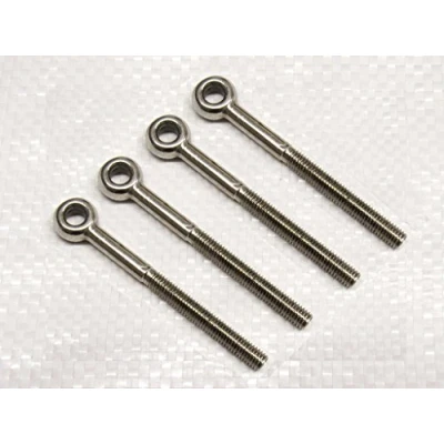 Image of M5 Long Shank Eye Bolts Stainless Steel x4 (Metric Thread Rope Cable Marine Grade)