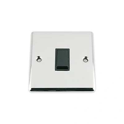 Image of Intermediate Switch 1 Gang Polished Chrome Classic Black Insert Plastic 10 Amp Single