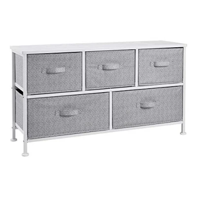 Image of Amazon Basics Extra Wide Fabric 5 Drawer Storage Organizer Unit for Closet, White