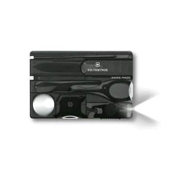 Image of Victorinox Swiss Card Lite, Made Pocket Tool, 13 Functions, LED, Magnifier, Black Transparent, One Size, (0.7333.T3)