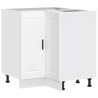Image of vidaXL kitchen corner base cabinet porto white engineered wood space saving with ample storage and adjustable feet