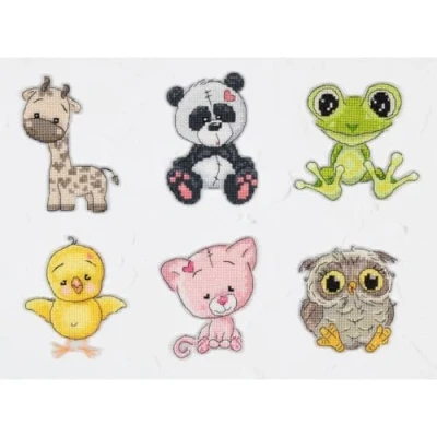 Image of Luca S Cross Stitch Set Ornaments Friends III 6 Piece Counted Pattern