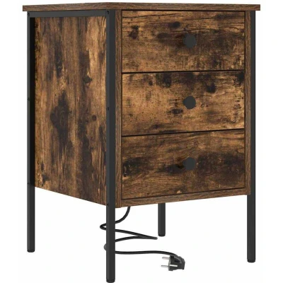 Image of Bedside Cabinet with Drawer Smoked oak Engineered wood Vidaxl