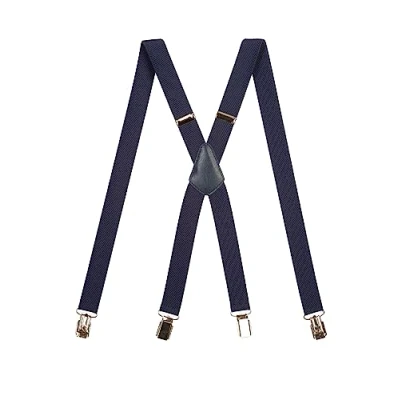 Image of Olata Unisex Adjustable Skinny X Shape Clip on Braces/Suspenders with Metal Clips 2.5cm. Blue