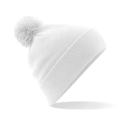 Image of Beechfield Original Pom Beanie Cuffed Design White