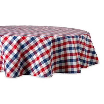 Image of DII Tabletop Collection, Cotton, Red, White &amp; Blue Check, Tablecloth, 70&quot; Round