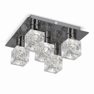 Image of MiniSun Modern Black Chrome Ice Cube 5 Way Flush Ceiling Spotlight Complete 3w G9 LED Light Bulbs [3000K Warm White]