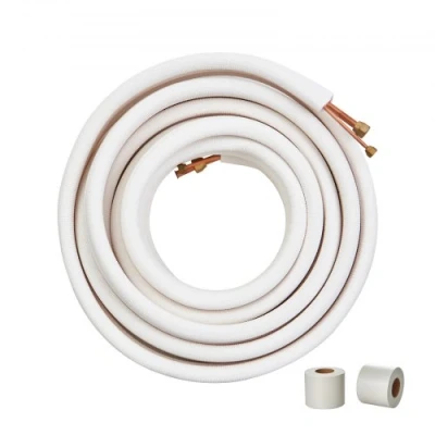 Image of VEVOR 15240mm Mini Split Line Set, 6.4 &amp; 12.7mm O.D Copper Pipes Tubing and Triple Layer Insulation, for Air Conditioning Refrigerant or Heating Pump Equipment HVAC with Wrapping Strips.