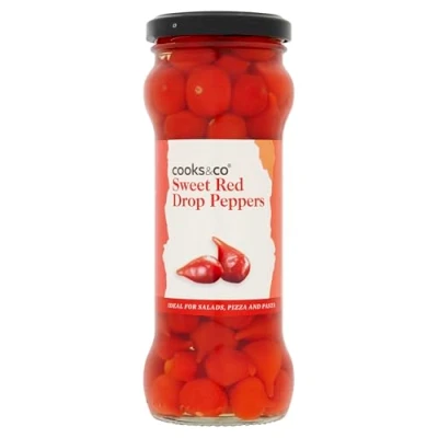 Image of Cooks &amp; Co Sweet Red Drop Peppers 235 g (Pack of 6)
