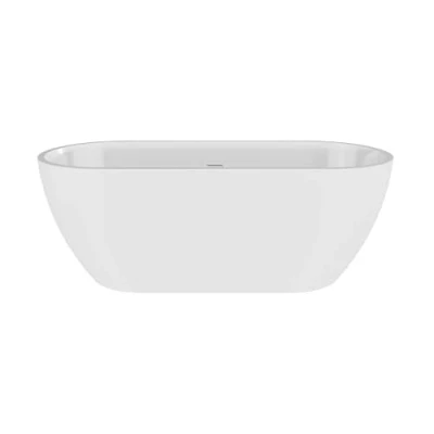 Image of Balterley 1700 x 780mm Oval Shower Bath with Waste, Double Ended Gloss White Soaking Bath, Acrylic Baths for Bathrooms, Round End, Adjustable Leg Set, Freestanding Bathtub (White)