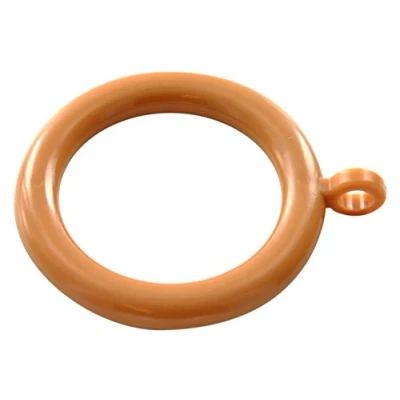 Image of Merriway BH04512 (24 Pcs) Plastic Curtain Pole Rod Drapery Rings with Fixed Eye, Inner Diameter 25mm (1 inch) and Outer 33mm (1.1/4 Light Brown Pack of 24 Pieces