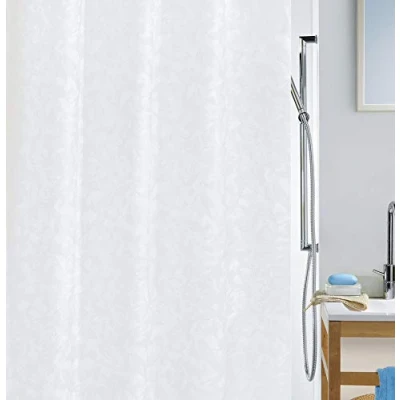 Image of Spirella Porto White Textile Polyester Shower Curtain, 180 x 200 cm,