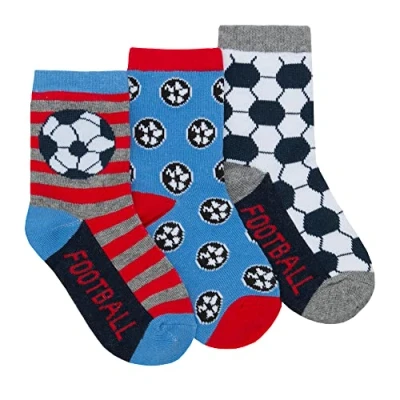 Image of Metzuyan Kids Boys Cotton Rich Novelty Socks Camo Designed Football Blue Size 6 8.5