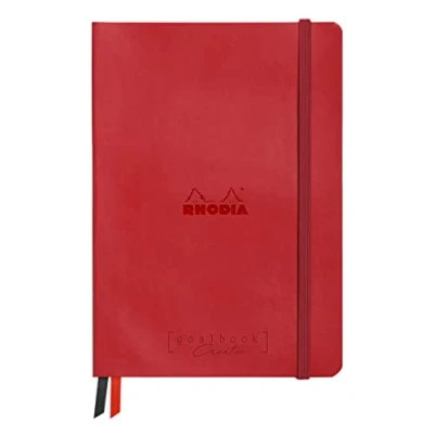 Image of RHODIA 194450C Bullet Journal Goalbook Creation Poppy Rigid Notebook A5 15.5 x 21 2 cm Dotted Dot 160 pages Clairefontaine Maya Smooth Black Paper 120 g/m Faux Leather Cover