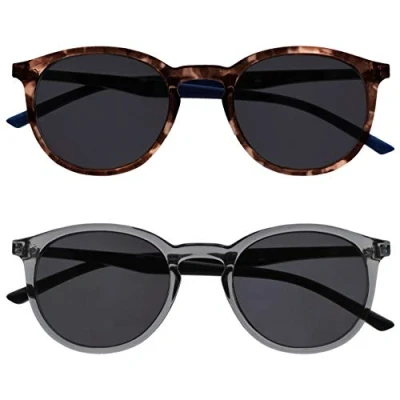 Image of OPULIZE Met 2 Pack Large Mens Womens Brown Blue Grey Black Arms Reading Sunglasses UV400 SS60 27 +0.00