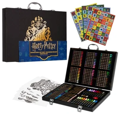 Image of Harry Potter Art Set for Kids, Supplies Paints Colouring Pens Pencils Crayons Travel Carry Case Arts and Crafts, Gifts Kids (Black)