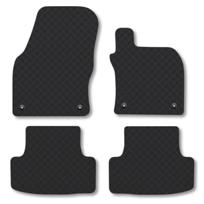 Image of 5mm Rubber Car Mats Compatible With Skoda Karoq (2017+) Tailored Fit Floor Set Accessory Custom Anti Slip Backing Heavy Duty Waterproof Easy Clean Durable All Weather Full Coverage