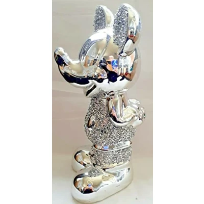 Image of Biznest Stunning Silver Crushed Diamond Standing Micky Mouse Sparkle Ornament Bling Décor