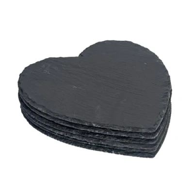 Image of 6x 25cm Heart Slate Placemats By Argon Tableware