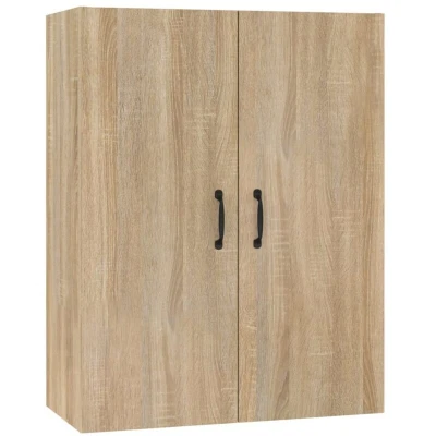 Image of vidaXL Hanging Wall Cabinet with 2 Doors Engineered Wood Material Brown Sonoma Oak Finish Suitable for Living Room or Bedroom Industrial Style Dimensions 69.5x34x90 cm