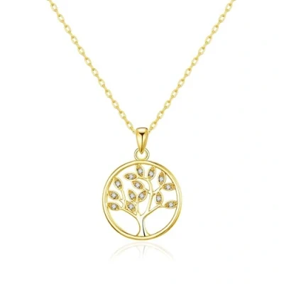 Image of Philip Jones Gold Plated Tree of Life Necklace Created with Zircondia® Crystals