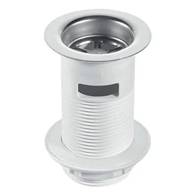 Image of McAlpine BSW2 Unslotted Backnut Basin Waste with Stainless Steel Flange, White