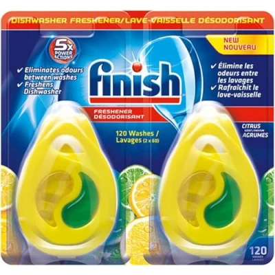 Image of Finish Dishwasher Freshener Lemon &amp; Lime Duo Pack 2 x 5ml Lasts upto 60 washes each 120 With 5X Power Action