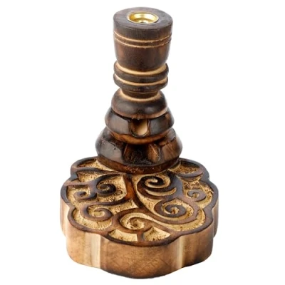 Image of Puckator Happy Tree Mango Wood Backflow Incense Burner Zen Spiritual Modern Gothic Home Room Decor Decorations Meditation Accessories Stick Sticks Cone Holder Burners