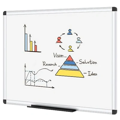 Image of VIZ PRO Dry Wipe Whiteboard 90 x 60 cm, Erase White Board with Silver Aluminium Frame and Pen Tray