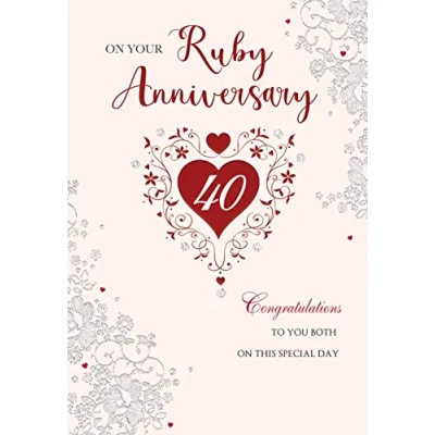 Image of Regal Publishing Classic On Your Annivesary Card Ruby 40 Years 9 x 6 inches
