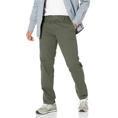 Image of Amazon Essentials Men&#039;s Slim Fit Wrinkle Resistant Flat Front Chino Trouser, Olive, 31W / 29L