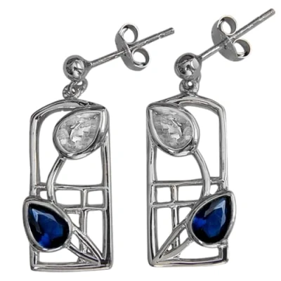 Image of CHARLES RENNIE MACKINTOSH Silver Earrings Saltire. Jewellery gift box included. 605