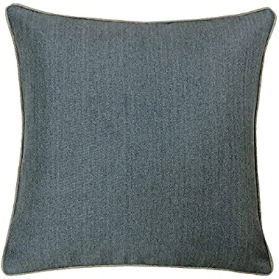 Image of Riva Paoletti Bellucci Cushion Cover Graphite Grey Contrasting Tobacco Piped Edges Strong Canvas Fabric Machine Washable 100% Polyester 45 x 45cm (18&quot; 18&quot; inches)