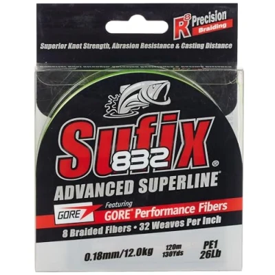 Image of Sufix 832 Braid Neon Lime Braided line 0.18mm/12kg (120m) fishing