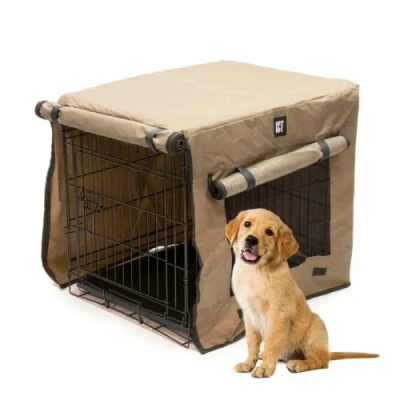 Image of KCT Small Dog Crate with Plastic Tray and Protective Fabric Cover Metal Puppy Animal Cage