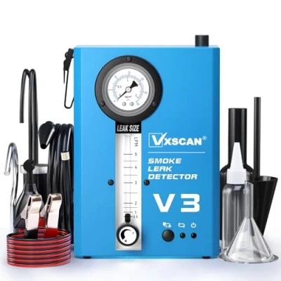 Image of VXSCAN Automotive Smoke Machine Leak Detector EVAP with Built in Air Pump &amp; Pressure Gauge Flow Meter, Dual Mode Auto Fuel Pipe System Vacuum Diagnostic Tester for All 12V Cars