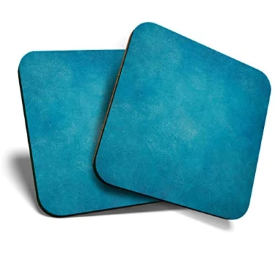 Image of Great Coasters (Set of 2) Square/Glossy Quality Coasters/Tabletop Protection for Any Table Type Pretty Blue Aqua Teal #2020