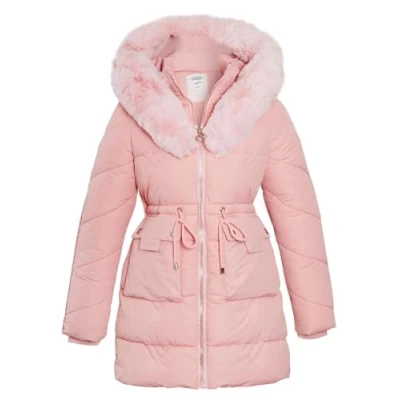 Image of SS7 Girls Faux Fur Parka Coat Pink