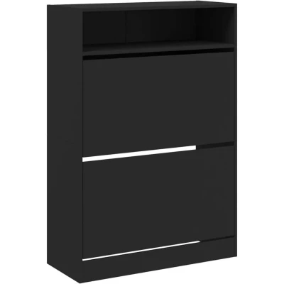 Image of vidaXL Shoe Cabinet with 2 Flip Drawers Black 80x34x116 cm