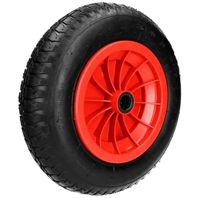 Image of 14&quot; 350mm Puncture Proof Wheelbarrow Wheel with 25mm (1&quot;) &amp; 16mm (5/8&quot;) Centre for Truck or Trolley PU Solid 350 8