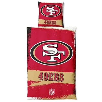 Image of San Francisco 49ers NFL bedding set ** Raw cotton, zipper, 135x200 cm duvet cover and 80x80 pillowcase