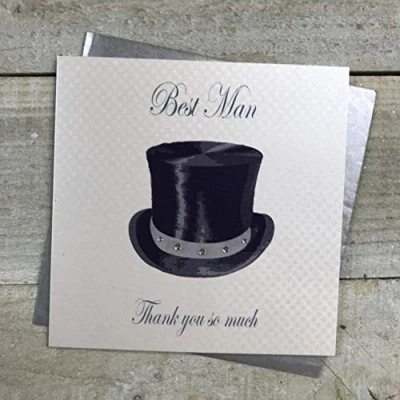 Image of WHITE COTTON CARDS Best Man Thank You So Much Wedding Handmade Card, White, PD19