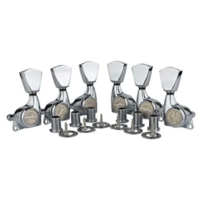 Image of Guyker 6Pcs Guitar Locking Tuners (3L + 3R Handed) 1:21 Lock String Sealed Tuning Key Pegs Machine Heads with Keystone Knob Replacement for LP, SG, TL Style Electric or Acoustic Guitars Chrome