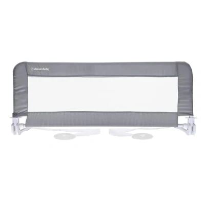 Image of Dreambaby Phoenix Toddler Bed Rail Foldable &amp; Portable Safety Barrier Suitable for Flat Bases Up to King Size Mattress Measures 110cm Wide x 45.5cm Tall Grey Model F761.