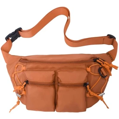 Image of Bumbags Waist Fanny Packs for Men Women Fashion Bum Bag with Adjustable Belt Sport Hiking Jogging Travel Cycling Walking Dog Running (Orange)