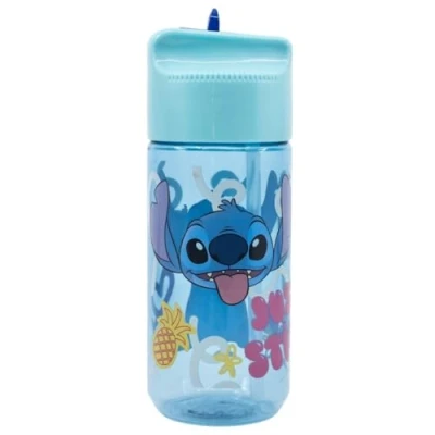 Image of OM SUPPLIES Stitch Characters Childrens Tritan Reusable Drinking Bottle 430ml Holiday, Back to School Lunch Kids BPA free Plastic Includes Half Size 12pcs Pencil Set (Stitch)